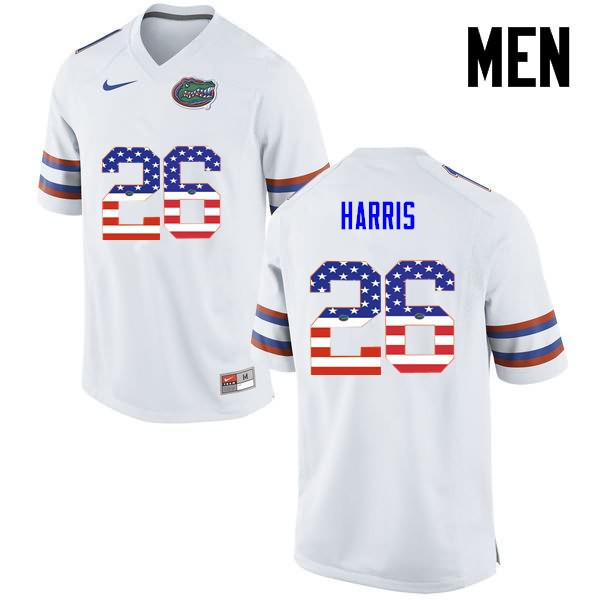 NCAA Florida Gators Marcell Harris Men's #26 USA Flag Fashion Nike White Stitched Authentic College Football Jersey WSY6364RS